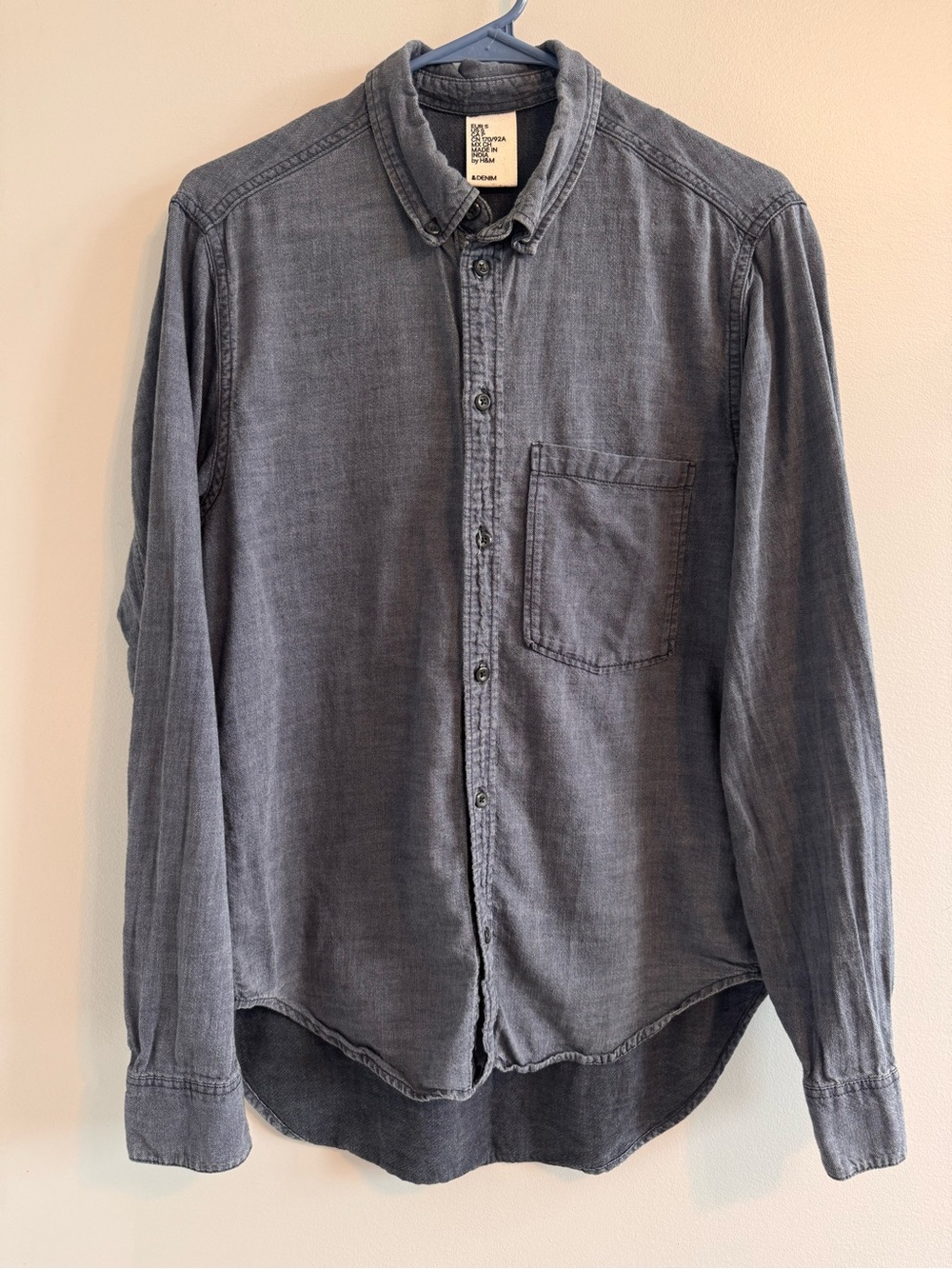 &Denim Gray Chambray Button Front Shirt Women’s Small‎ Cotton